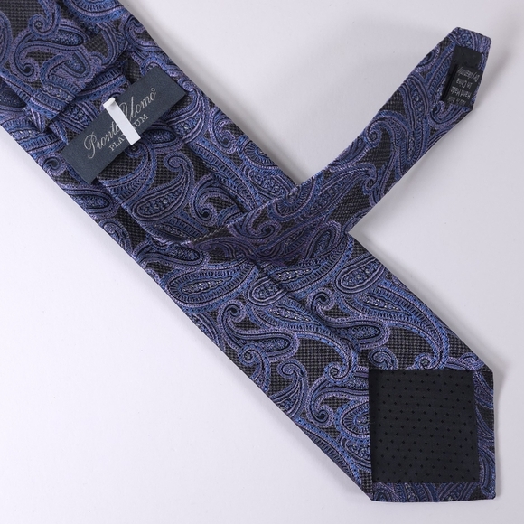 PRONTO UOMO Platinum Men's 100% Silk Necktie Designer PAISLEY Purple & Blue NEW - Picture 8 of 12